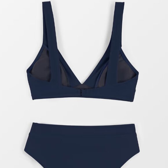 Longline V Neck Bralette & Navy Classic High Waist Bikini Set - Picture 5 of 5
